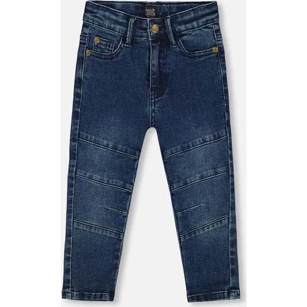 Deux par Deux Stretch Jeans Straight Leg, Dark Blue Denim