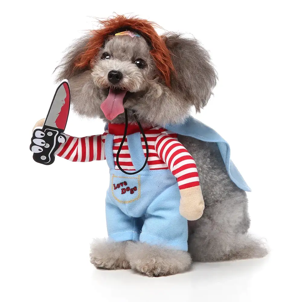 Dog Cat Pet Funny Costume Chucky Deadly Doll Cosplay Party Dog Fancy Dress Halloween Pet Funny Clothes Cat Costume Pet Supplies