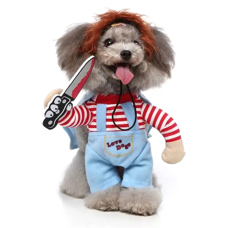 Dog Cat Pet Funny Costume Chucky Deadly Doll Cosplay Party Dog Fancy Dress Halloween Pet Funny Clothes Cat Costume Pet Supplies