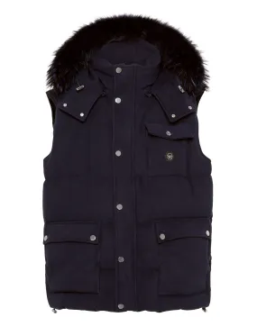 Down Jacket Vest With Fur Hood