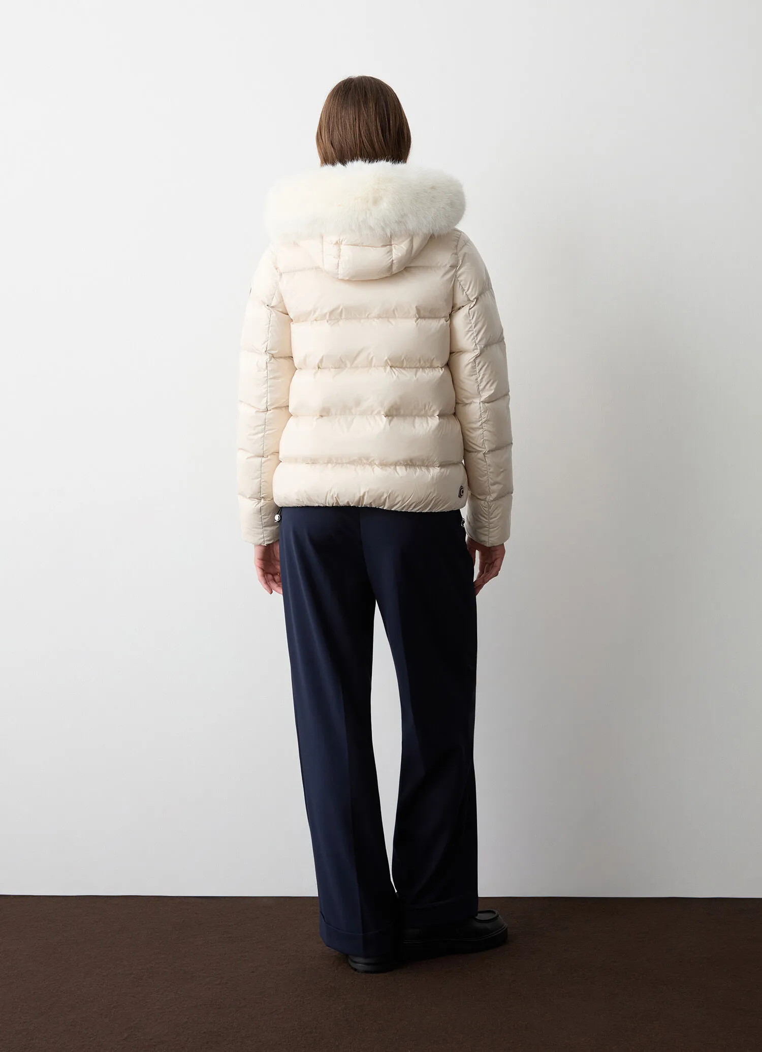 Down jacket with detachable faux fur hood-