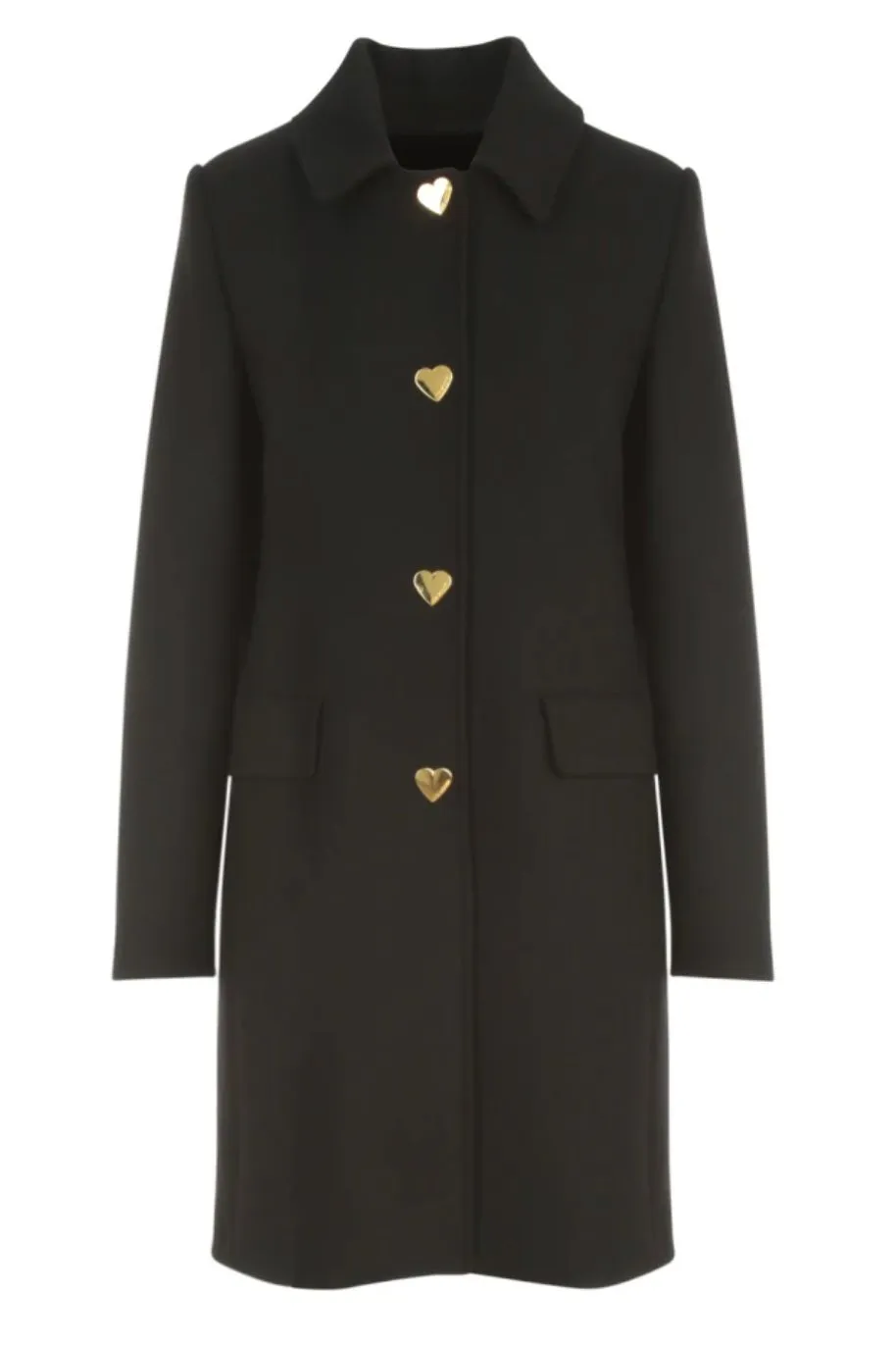 Elegant Wool Blend Coat with Heart Buttons