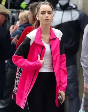 Emily In Paris S02 Lily Collins Pink Jacket | Emily Cooper 1997 Pink Jacket