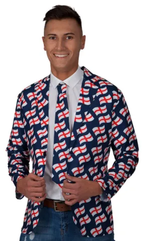 England World Cup Jacket & Tie Soccer Men's Costume