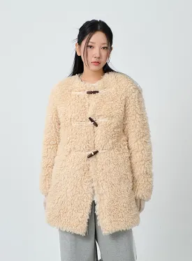 Faux Fur Button Midi Coat CJ302