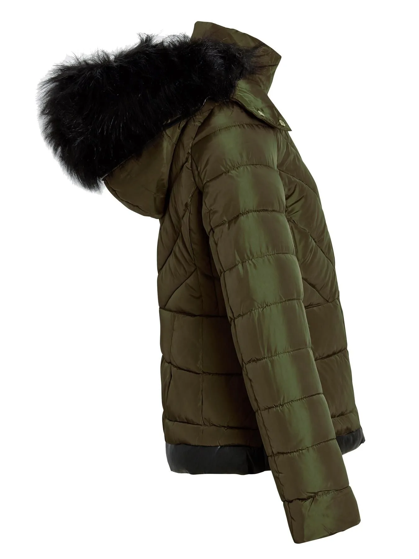 Faux Fur Hood Parka jacket, Khaki, Black, UK Sizes 8 to 16