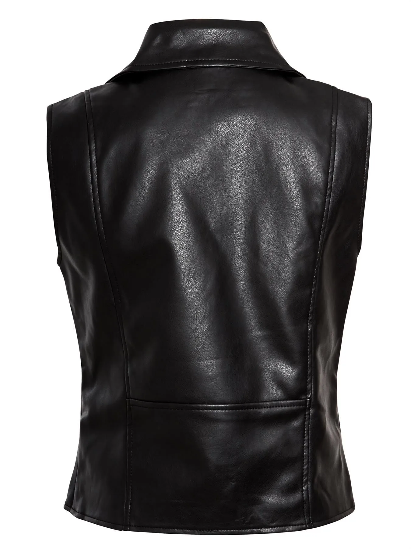 Faux leather Gilet, PU Sleeveless Biker Jacket, Black, UK Sizes 8 to 14