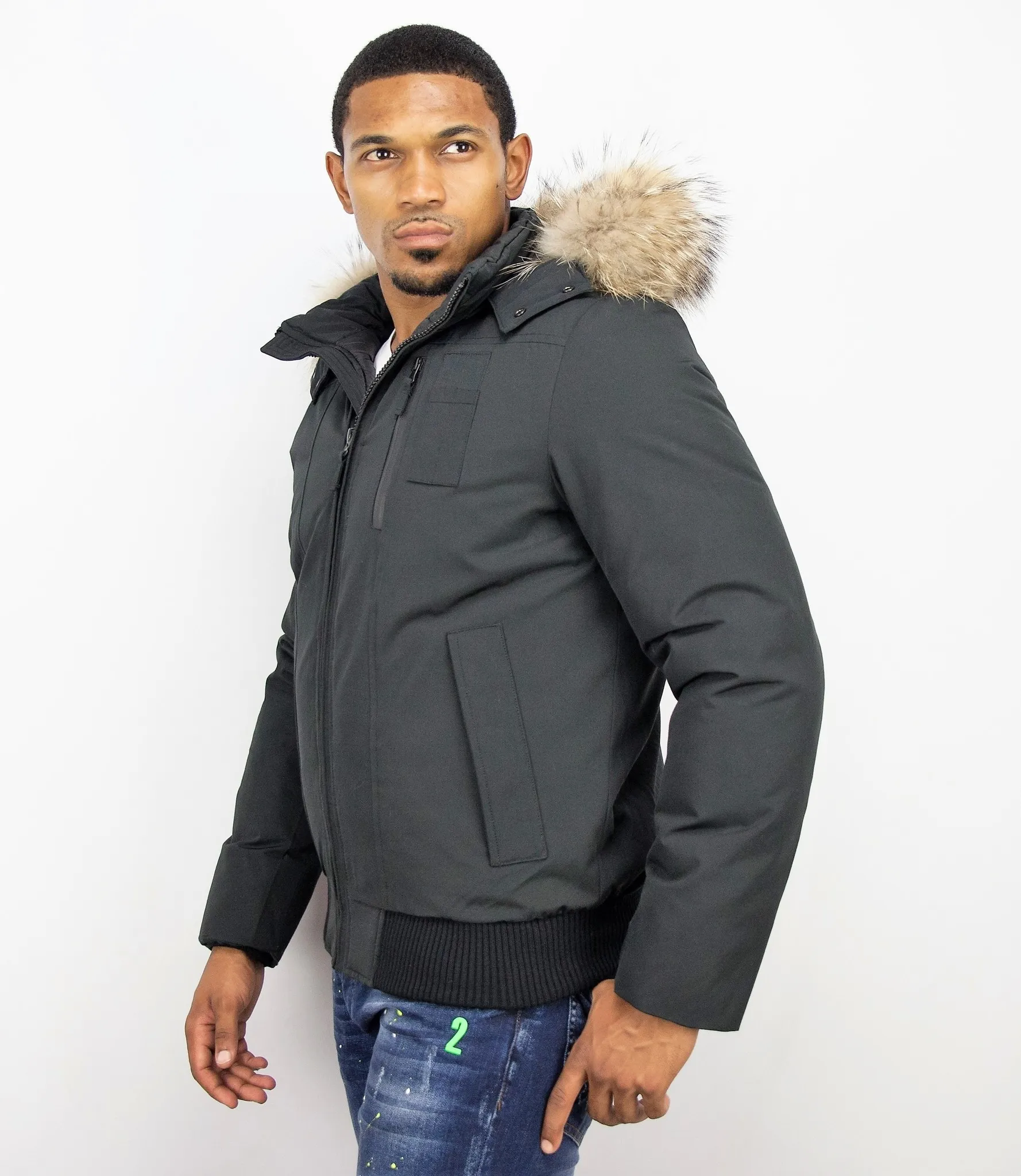 Fur Collar Coat | Men Winter Coat Short | Large Fur Collar |