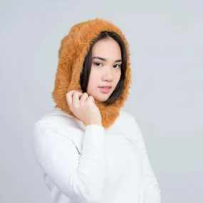 Fur Hood - Rust/Stone Blue