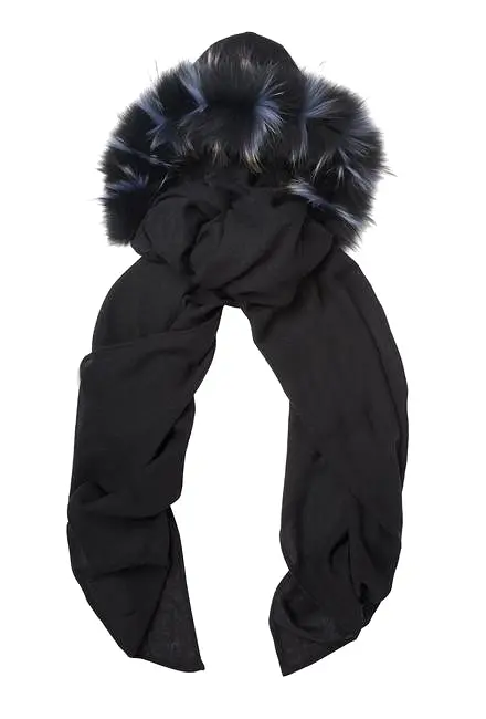 Fur Lined Hood, Black/Blue