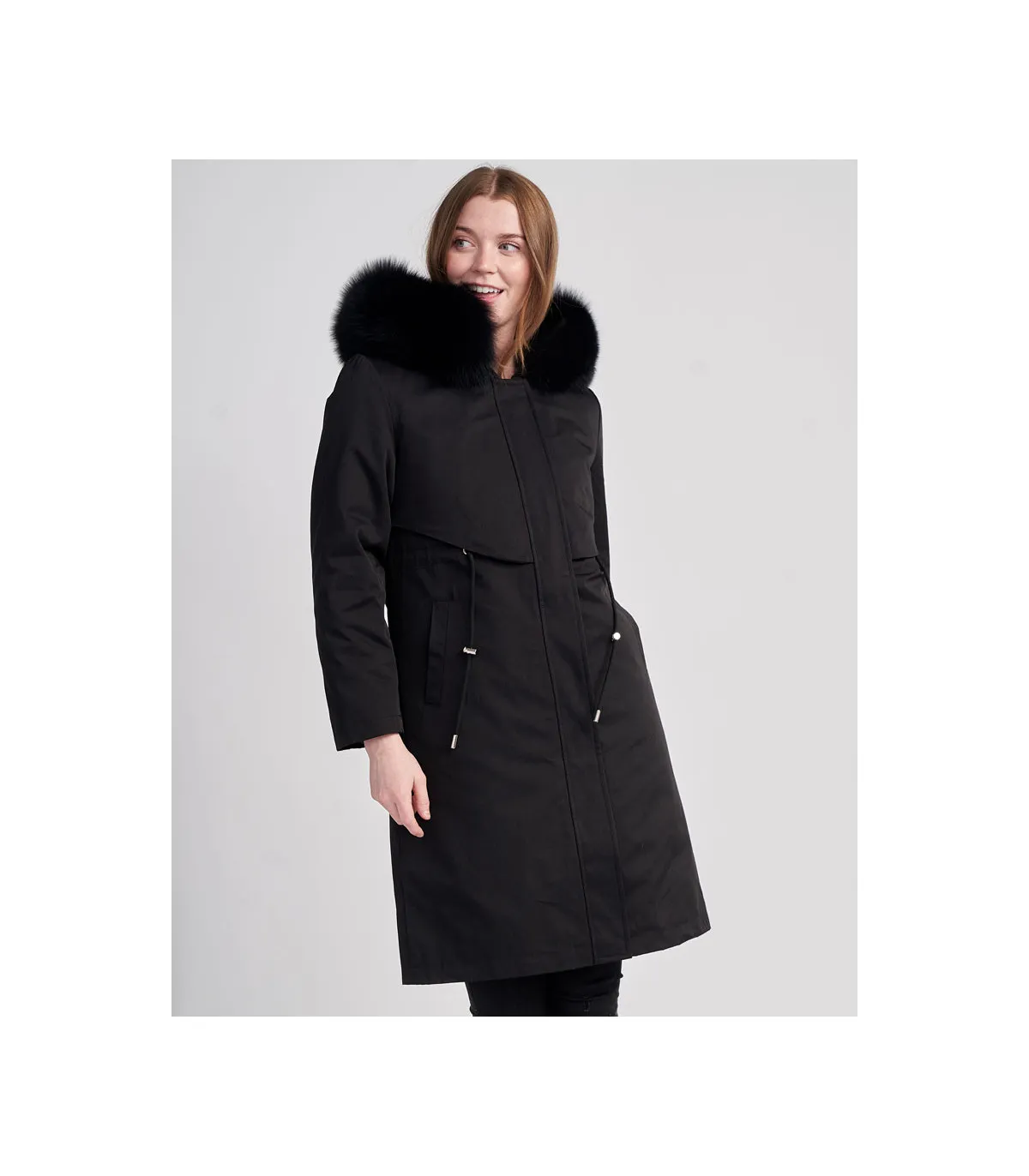 Gabriela Fox Fur Trimmed Parka | FurHatWorld.com