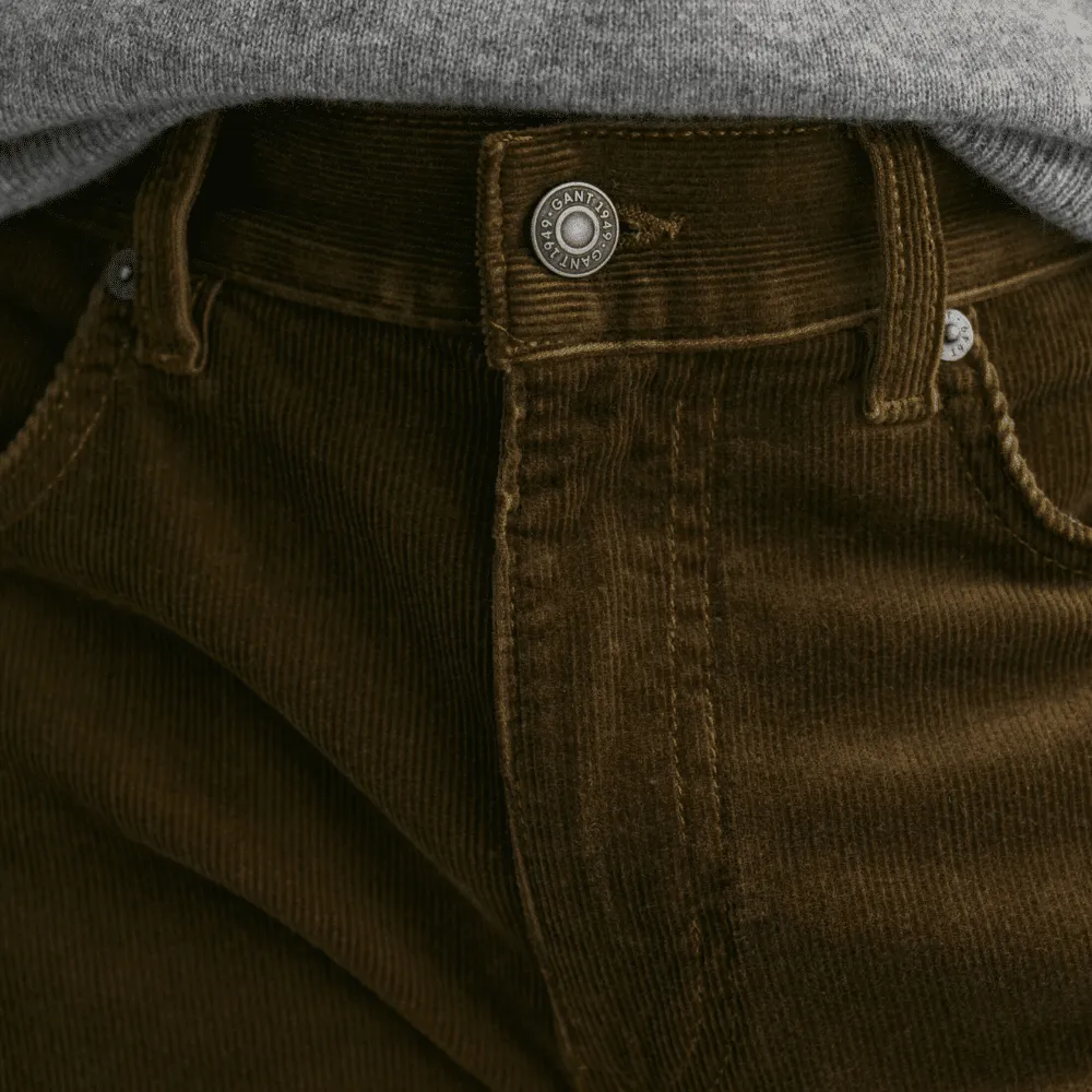 GANT Slim-Fit Dark Cactus Corduroy Jeans | Menswear Online