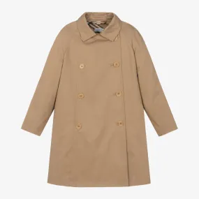 Girls Beige Cotton Twill Coat