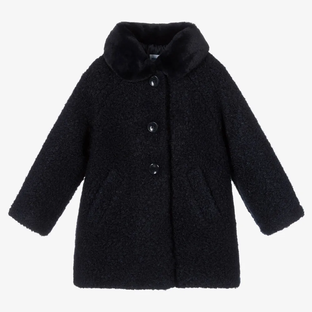 Girls Blue Bouclé Coat