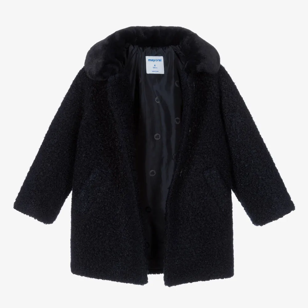 Girls Blue Bouclé Coat