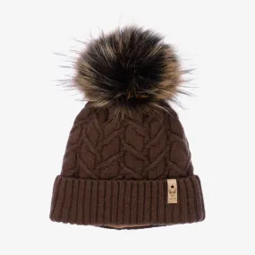 Girls Brown Pom-Pom Hat