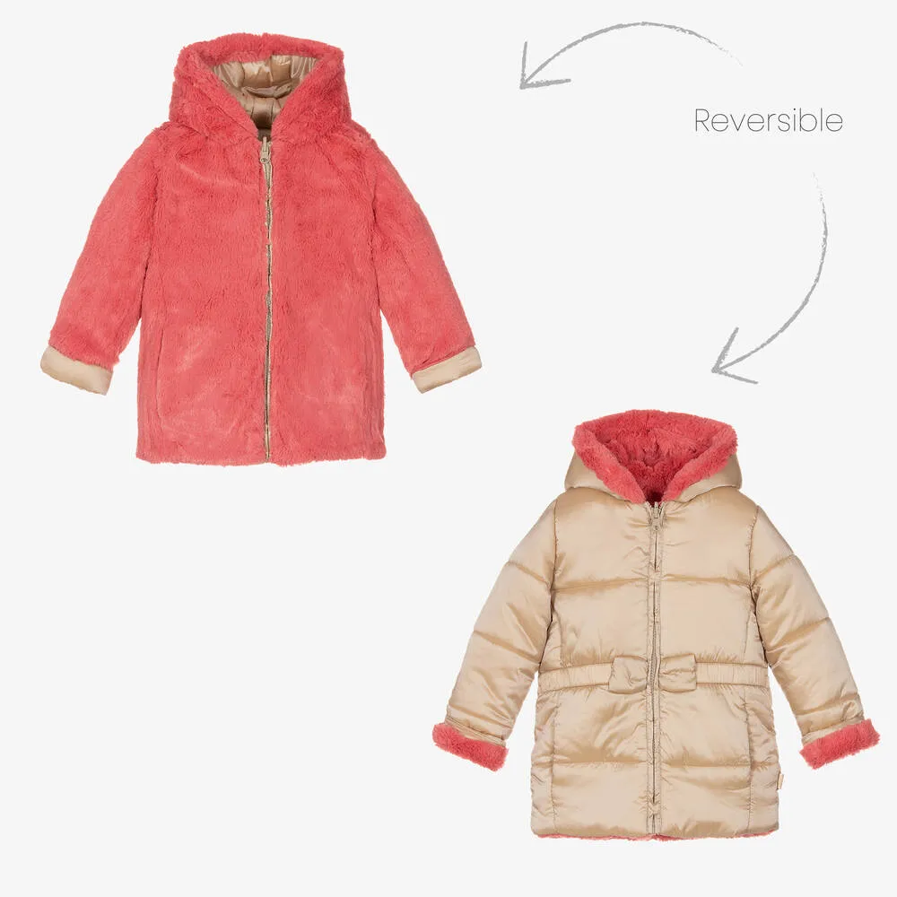 Girls Faux Fur Reversible Coat