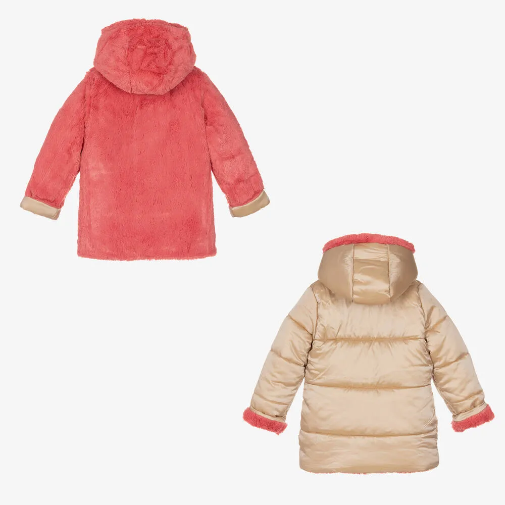 Girls Faux Fur Reversible Coat