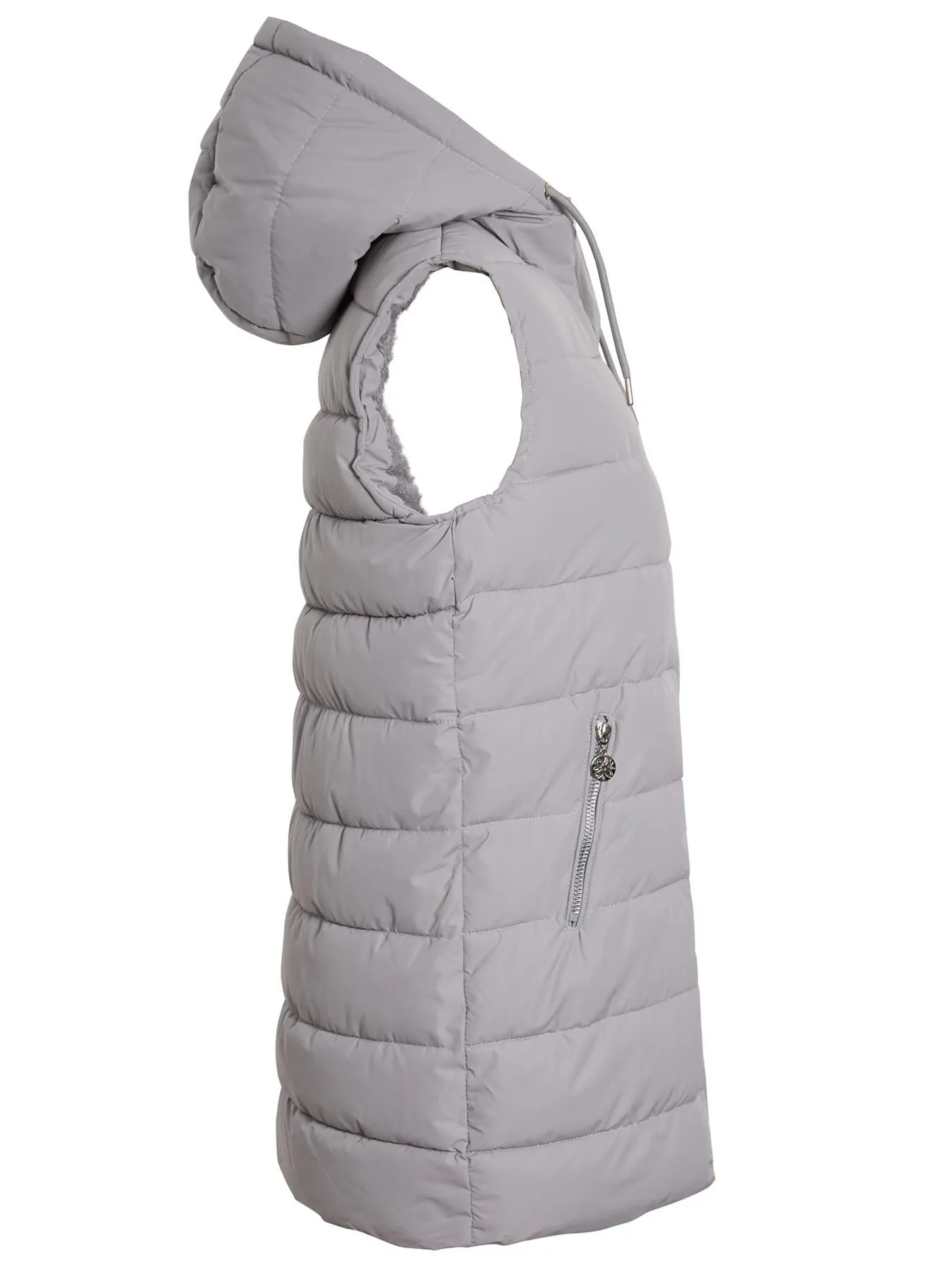 Girls Fleece Lined Padded Sleeveless Jacket Gilet, Grey, Ages 3 to 14 Years