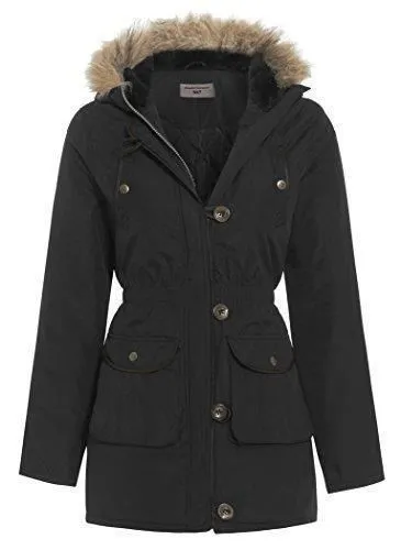  Girls Padded Parka with Faux Fur Hood