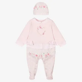 Girls Pink Babygrow & Hat Set