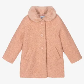 Girls Pink Bouclé Coat