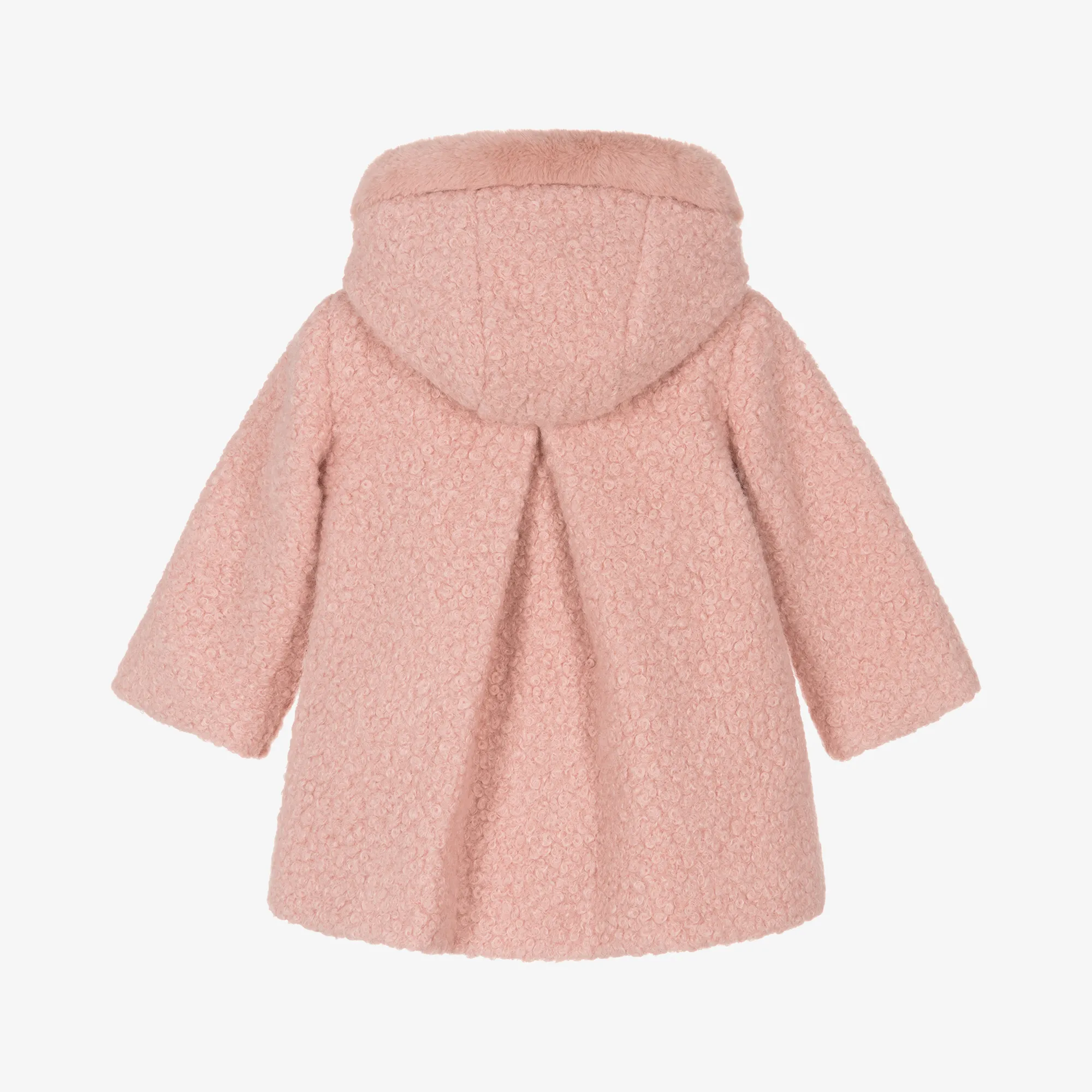 Girls Pink Bouclé Hooded Coat