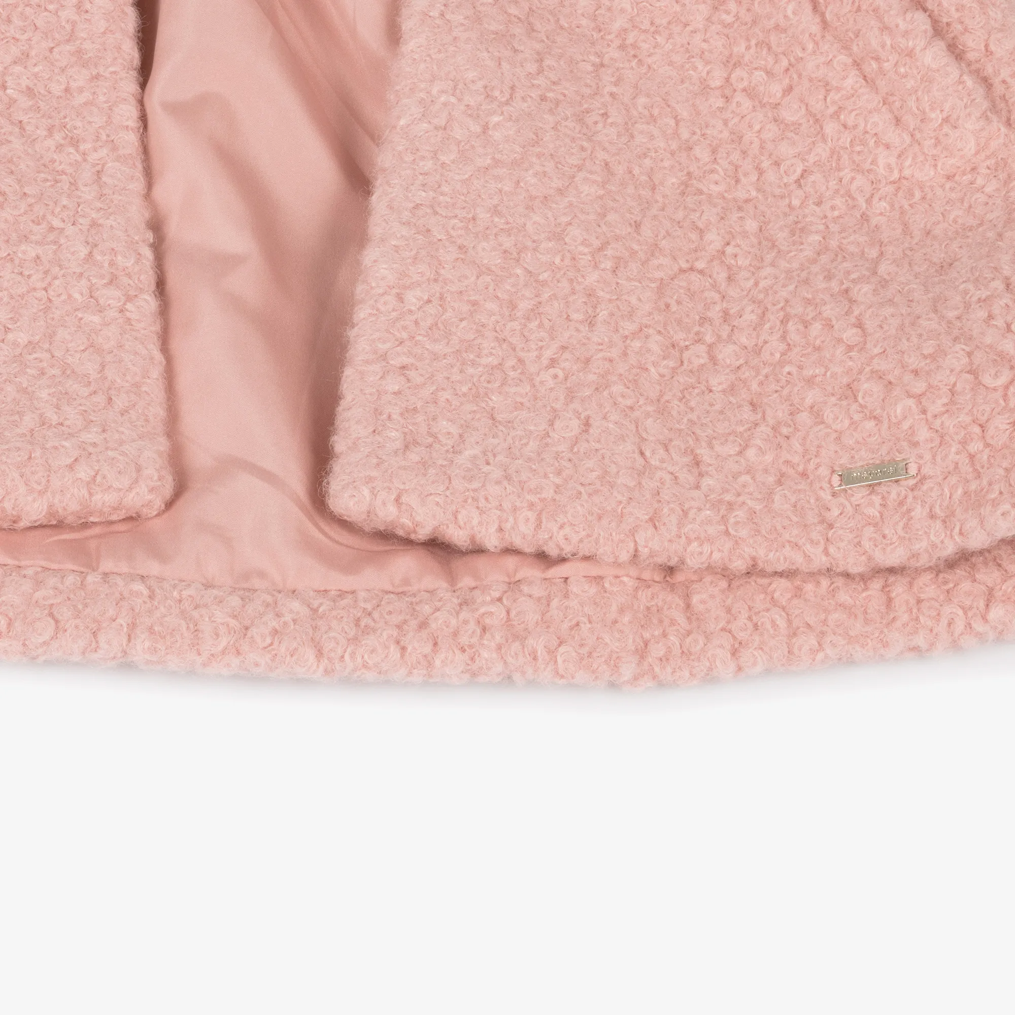 Girls Pink Bouclé Hooded Coat