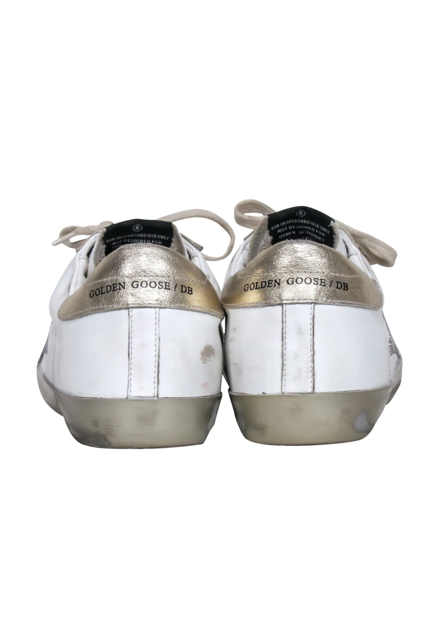 Golden Goose - White Superstar Sneaker w/ Gold Metallic Detail Sz 11