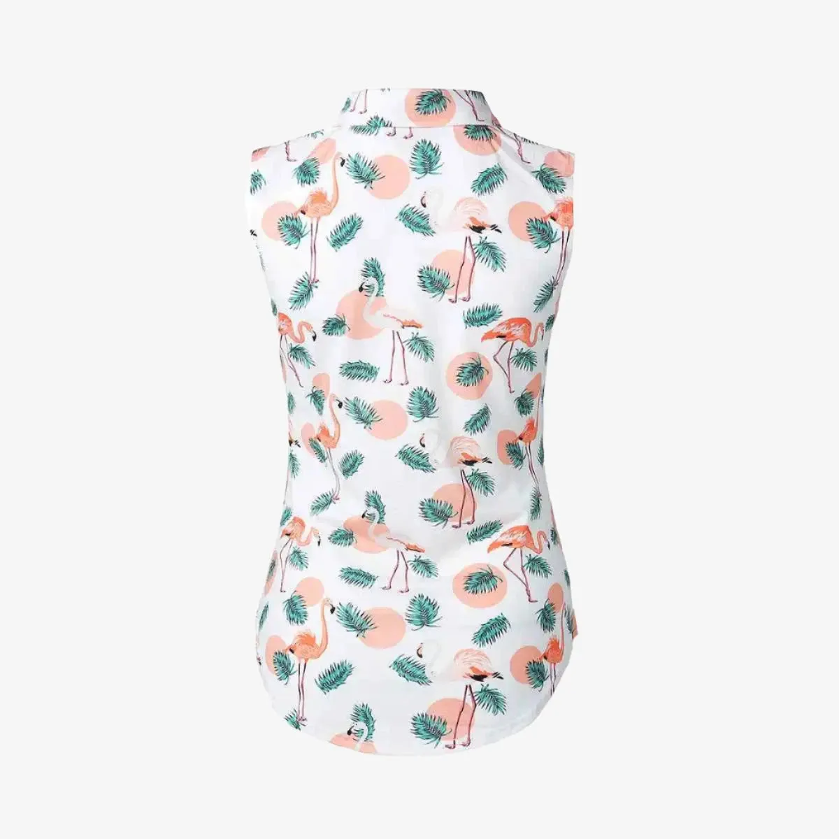 Golf Goddess - Women's Peach Flamingo Cool Tech Performance Golf Polo - Sleeveless