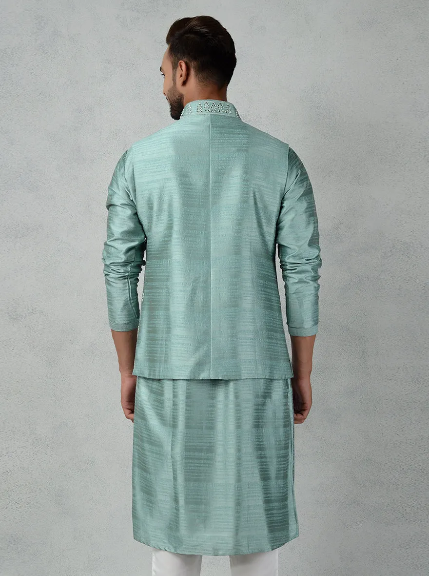 Green Kurta Set with Bandhgala Jacket | TULA