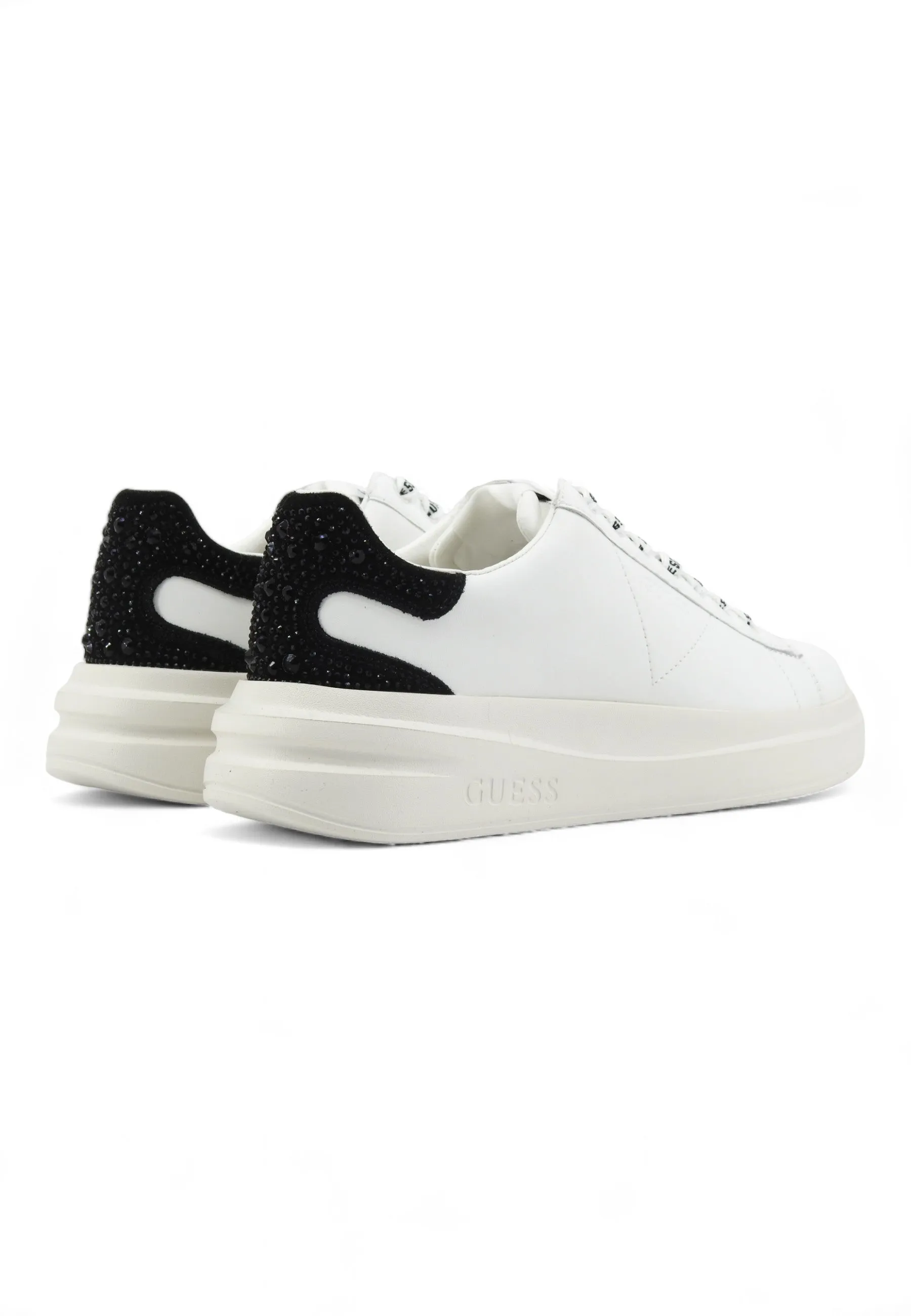 GUESS Retro Suede Strass Sneaker Donna White Black FLTELBLEA12