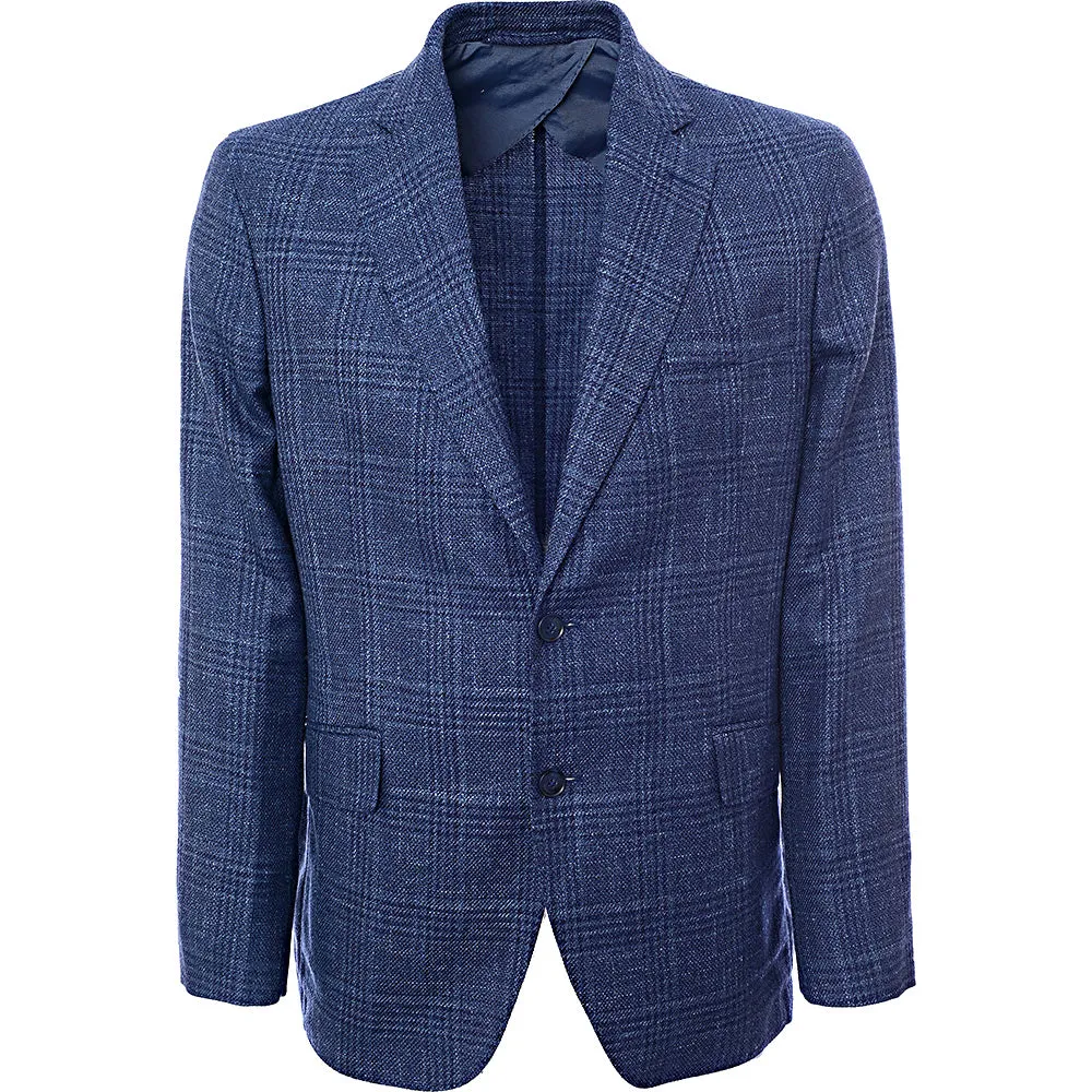 Hackett London Linen Tweed Check Jacket in Navy/Blue