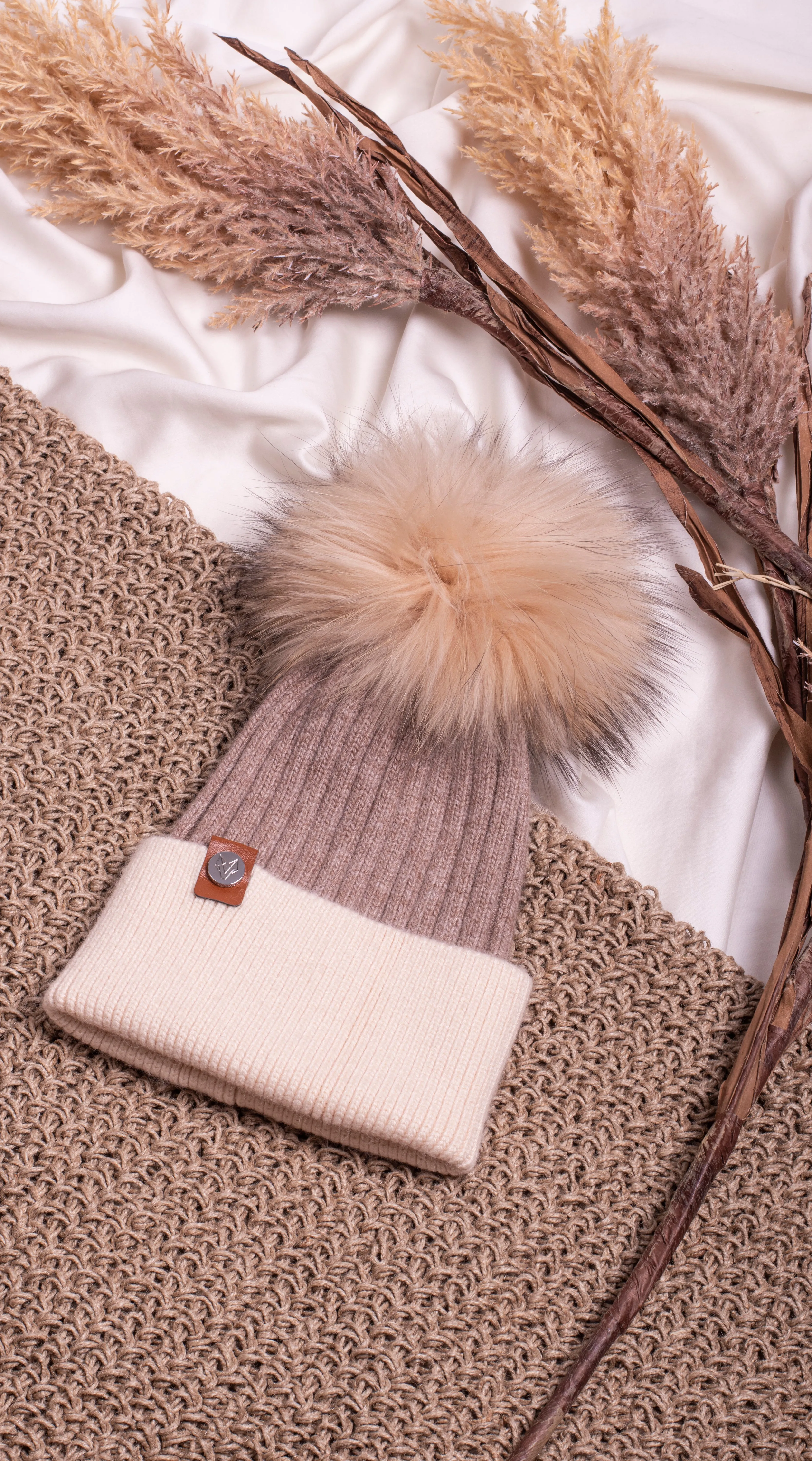 Harley Pom Pom Hat - Taupe/Almond