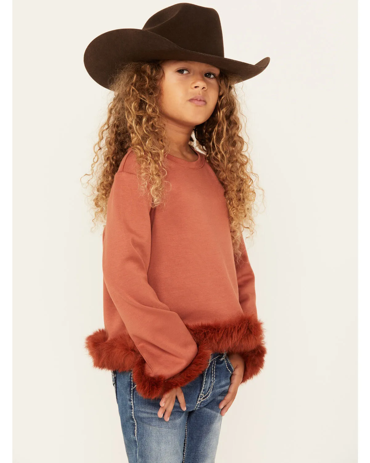 Hayden LA Girls' Fur Trimmed Sweater