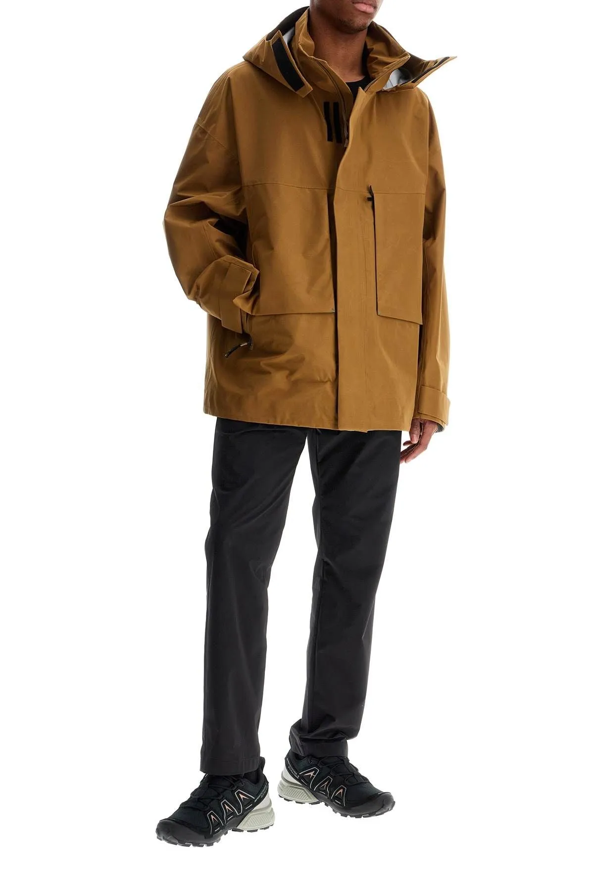 Herno Laminar Light Brown Waterproof Short Jacket In Polyester With Hood