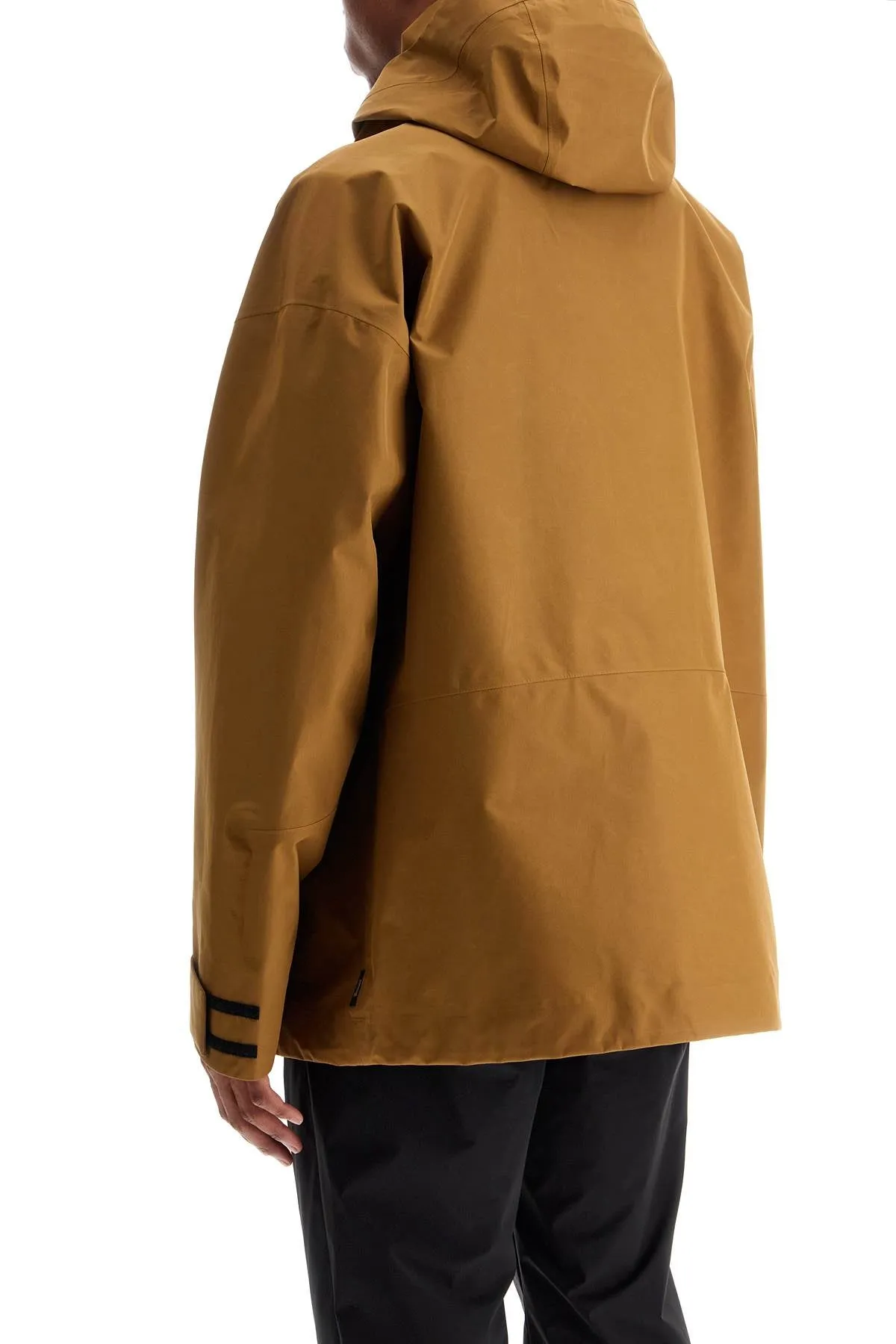 Herno Laminar Light Brown Waterproof Short Jacket In Polyester With Hood