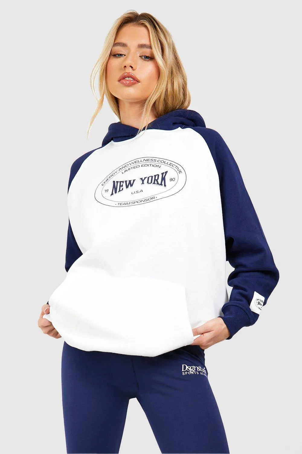 Hoodies & Sweatshirts | New York Slogan Colour Block Oversized Hoodie | boohoo