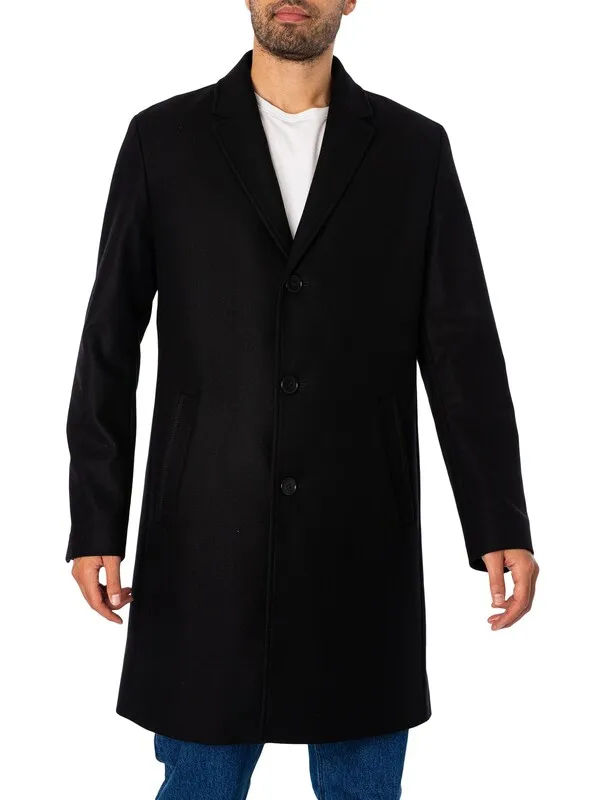 HUGO Malte2341 Pea Coat - Black