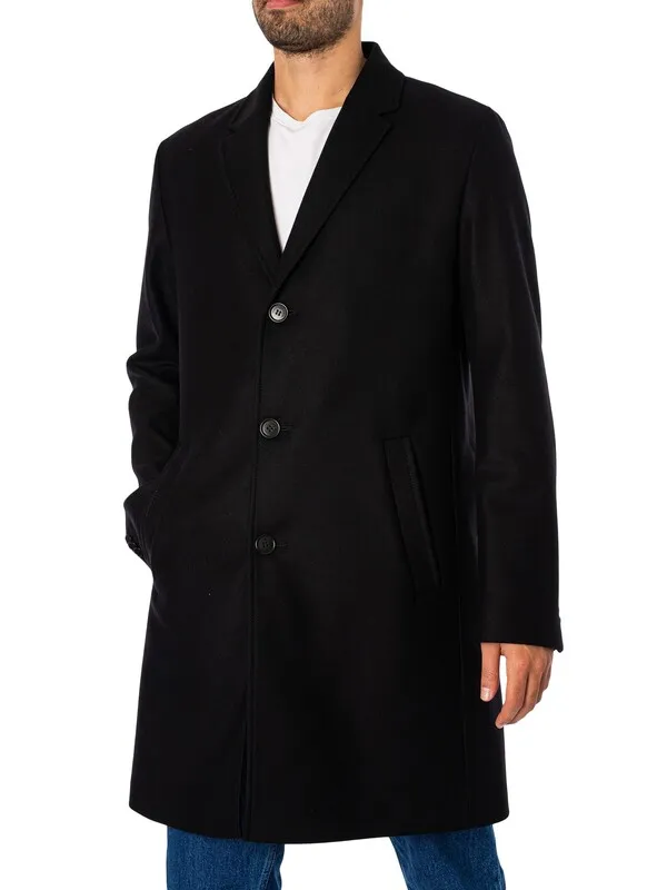 HUGO Malte2341 Pea Coat - Black