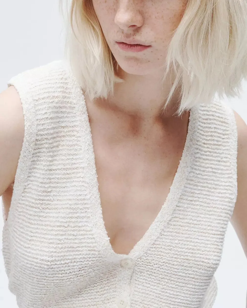 Jackie Cotton Linen Sweater - Ivory