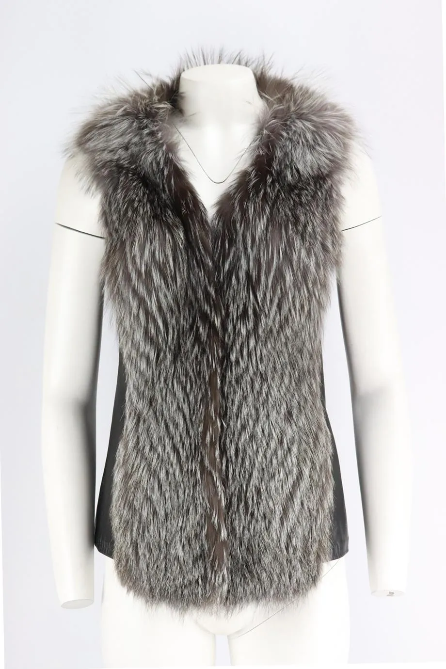 JITROIS FUR TRIMMED LEATHER GILET SMALL