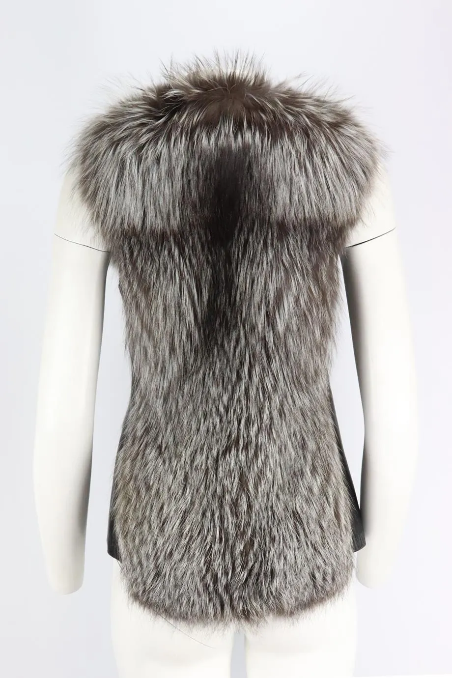 JITROIS FUR TRIMMED LEATHER GILET SMALL