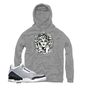 Jordan 3 Chlorophyll Medusa Grey Hoodie