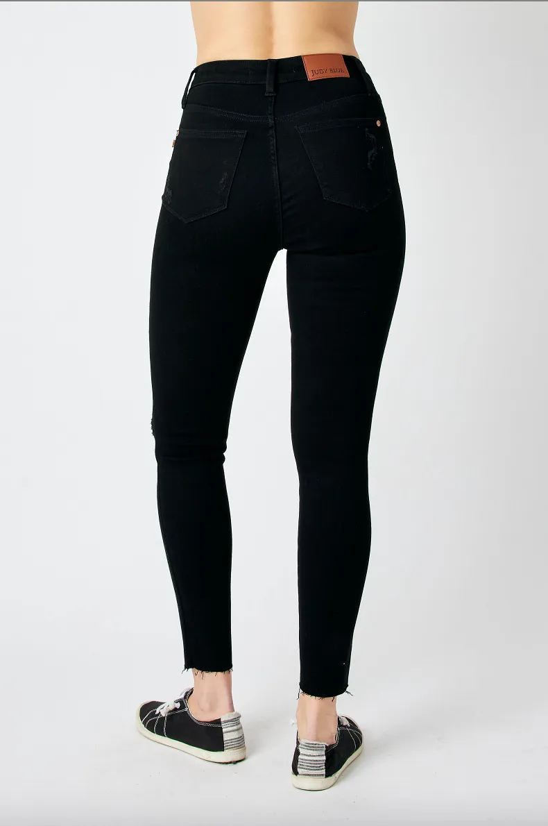 Judy Blue Destroyed Raw Hem Black Jeans