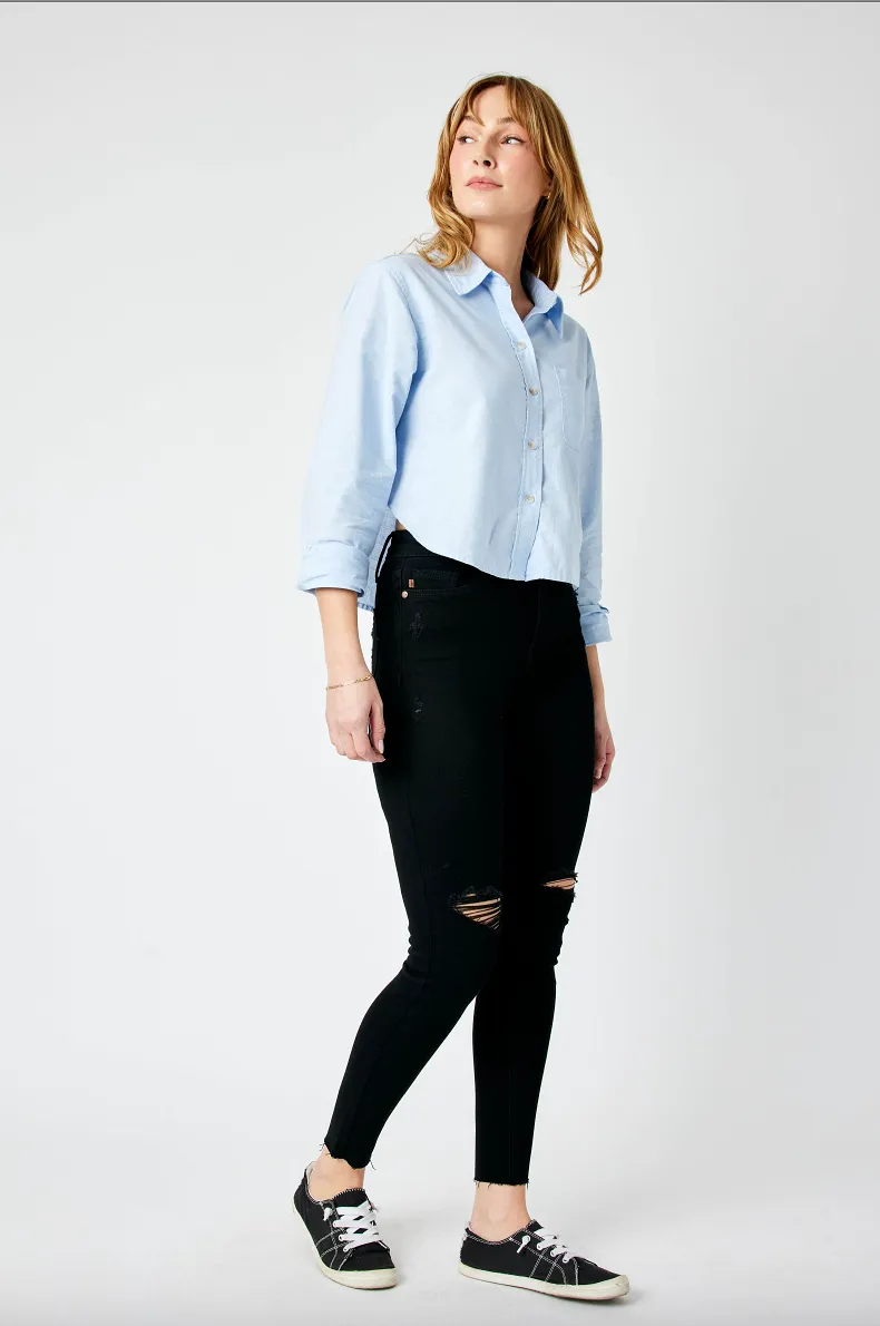 Judy Blue Destroyed Raw Hem Black Jeans