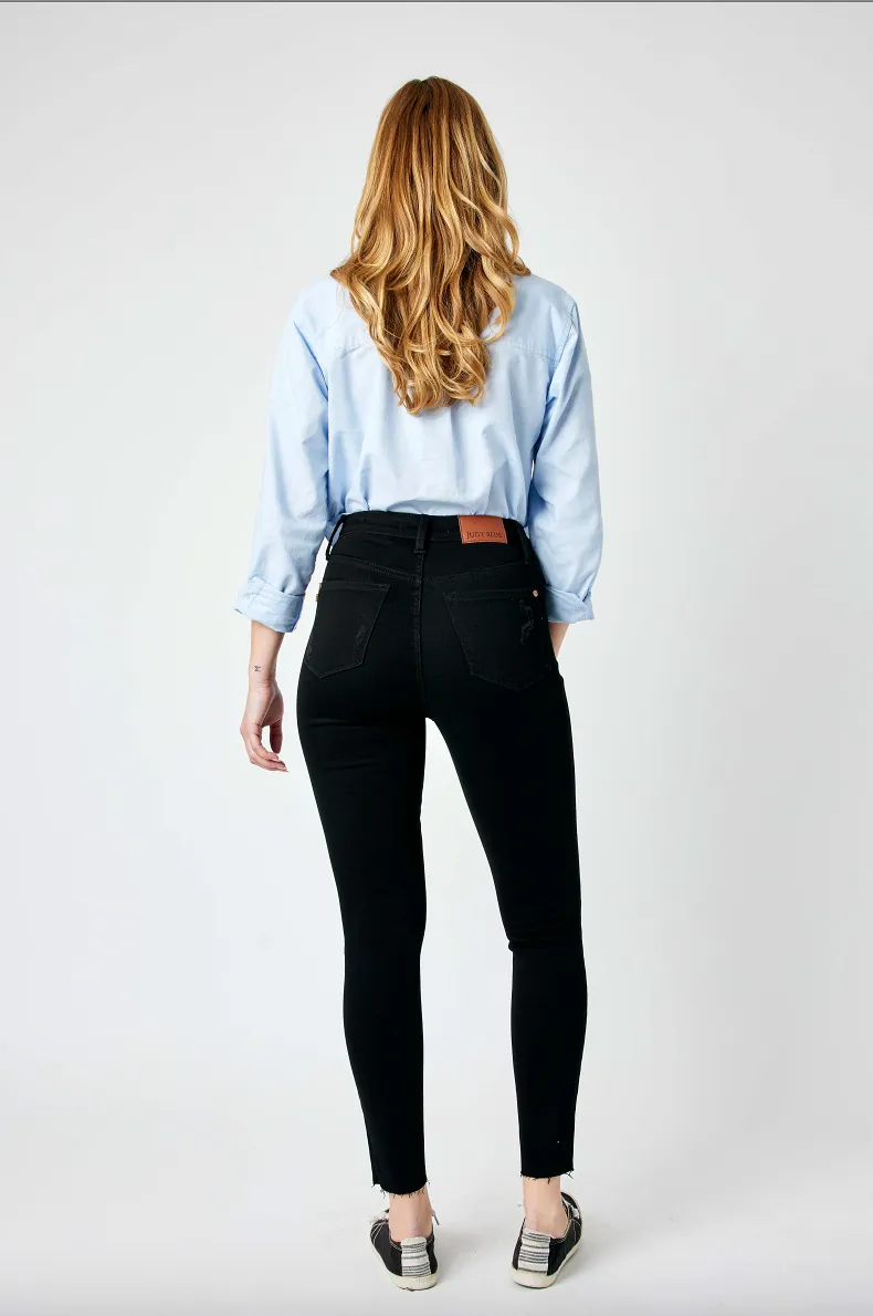 Judy Blue Destroyed Raw Hem Black Jeans