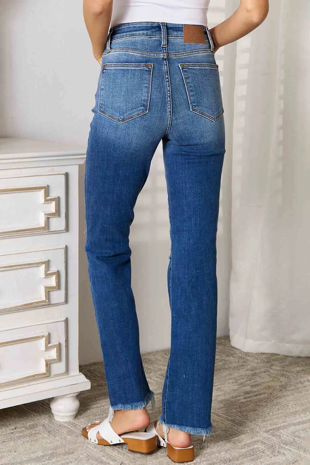 Judy Blue Full Size Distressed Raw Hem Jeans