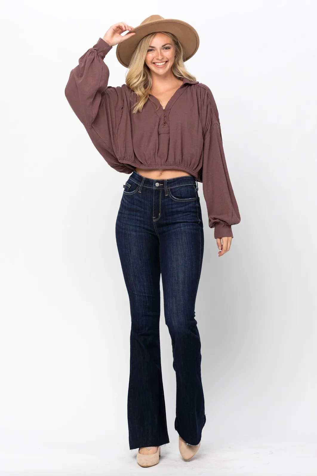 Judy Blue Raw Hem Tall Flare Jeans