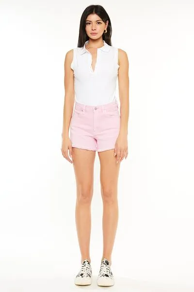 Kancan Raw Hem High Waist Denim Shorts